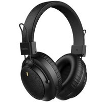سماعة رأس بلوتوث بورودو Soundtec ببطارية 400mAh وتشطيب جلدي - أسود | Porodo Soundtec 400mAh Bluetooth Headphone With Leather Finish – Black