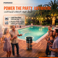 سبيكر حفلات بورودو Soundtec مع إضاءة RGB - أسود | Porodo Soundtec Party Speaker with RGB Lighting - Black
