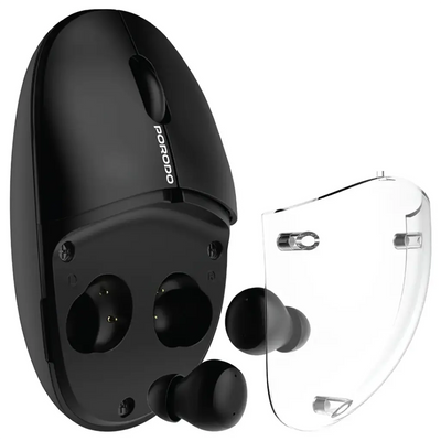 Porodo TWS Wireless Earbuds & Mouse with Transparent Magnetic Cover | سماعات أذن TWS لاسلكية وفأرة من Porodo مع غطاء مغناطيسي شفاف