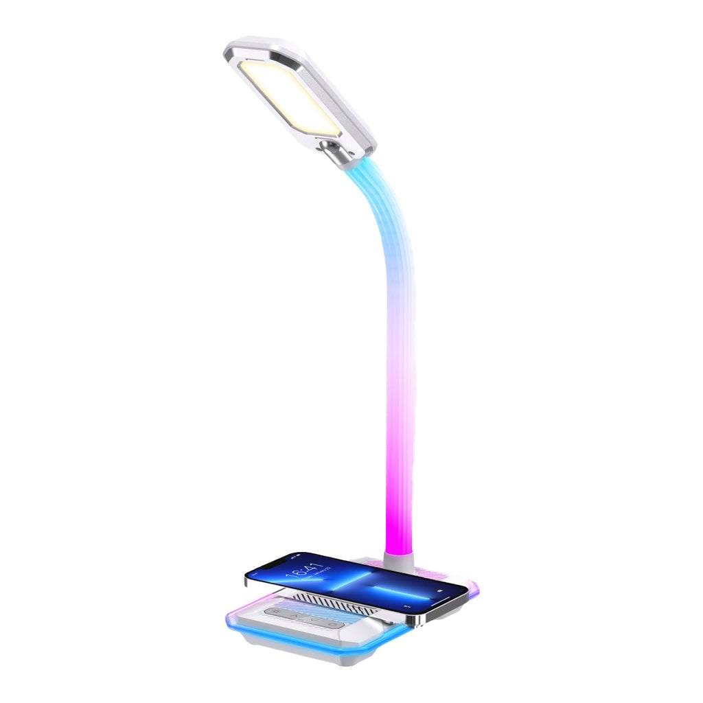 بورودو مصباح مكتبي متعدد الوضائف مع شحن لاسلكي - ابيض | Porodo Multifunctional Esports Desk Lamp with Wireless Charger - White