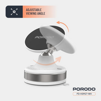 حامل هاتف بورودو المغناطيسي بقاعدة شفط دوارة 360 درجة - ابيض | Porodo 360° Rotatable Adjustable Magnetic Vacuum Suction Holder – White