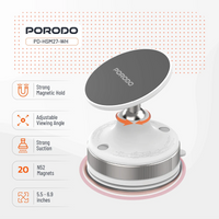 حامل هاتف بورودو المغناطيسي بقاعدة شفط دوارة 360 درجة - ابيض | Porodo 360° Rotatable Adjustable Magnetic Vacuum Suction Holder – White