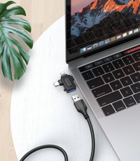 محول بورودو متعدد المنافذ, يو اس بي اي الى لايتننغ + مايكرو يو اس بي + تايب سي - اسود | Porodo USB-A to Lightning, Micro-USB & Type-C Multi-Functional Adapter – Black