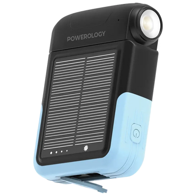 باور بانك باورولوجي الشمسي بسعة 10,000 مللي امبير - اسود | Powerology Solar Power Bank 10000mAh – Black