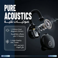 سماعات أذن مفتوحة باورولوجي OWS مع علبة شحن 400mAh - أسود | Powerology OWS Earbuds with 400 mAh Charging Case – Black