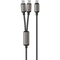 كابل باورولوجي زينكو سيريز ثنائي يو إس بي سي من نوع 2 في 1 - رمادي غامق | Powerology Zinco Series 2-In-1 Dual USB-C Cable - Dark Gray