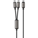 كابل باورولوجي زينكو سيريز ثنائي يو إس بي سي من نوع 2 في 1 - رمادي غامق | Powerology Zinco Series 2-In-1 Dual USB-C Cable - Dark Gray