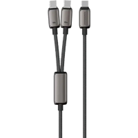 كابل باورولوجي زينكو سيريز ثنائي يو إس بي سي من نوع 2 في 1 - رمادي غامق | Powerology Zinco Series 2-In-1 Dual USB-C Cable - Dark Gray