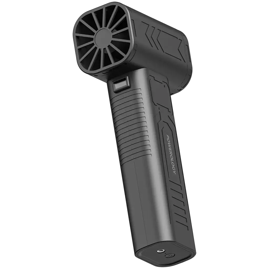 منفاخ باورولوجي توربو 24000 مللي أمبير مع إضائة LED - أسود | Powerology 24000mAh Turbo Blower Fan with LED Light - Black