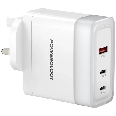 Adaptora Şarjkirina Bilez a 3-Port a Powerology Lifestyle bi Şarjkirina Bilez a 100W - Spî