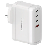 شاحن باورولوجي ب 4 منافذ للشحن مع شحن سريع بقدرة 140 واط - ابيض | Powerology 4-Port Fast Charging Adapter, 140W PD – White