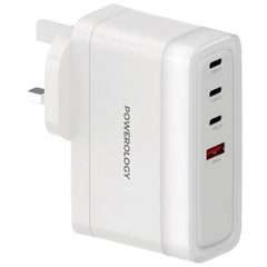 شاحن باورولوجي ب 4 منافذ للشحن مع شحن سريع بقدرة 140 واط - ابيض | Powerology 4-Port Fast Charging Adapter, 140W PD – White