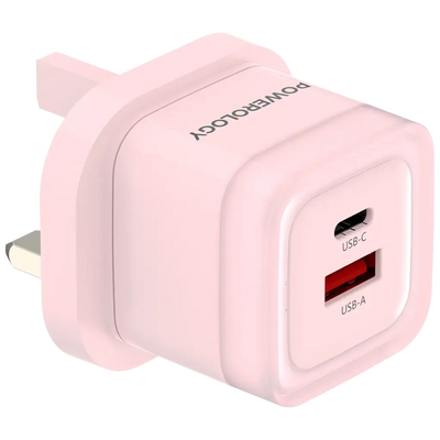 محول الشحن السريع الثنائي المنفذ من باورولوجي 35 واط | Powerology Dual-Port 35W Fast Charging Adapter