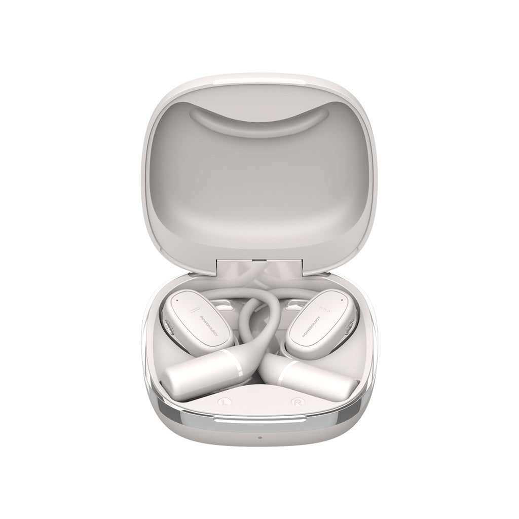 سماعات باورولوجي اللاسلكية مع علبة شحن - وقت تشغيل 8 ساعات | Powerology OWS Earbuds with Charging Case – 8H Playtime.
