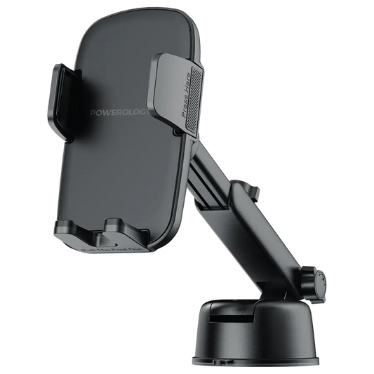 Powerology Raven Auto-Clamping Car Phone Mount - Black | حامل هاتف سيارة باورولوجي رافن بقفل أوتوماتيكي - أسود