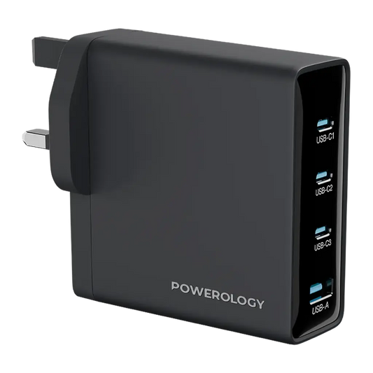 Powerology Volt-X 200W Multi-Port GaN Adapter - Black | شاحن GaN متعدد المنافذ 200W