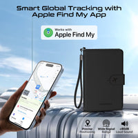 Promate PassMate Black open view holding passport boarding pass and cards