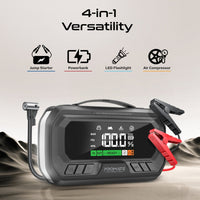 Promate PatrolPack-Ultra Car Jump Starter 3000A Air Compressor 16000mAh-Clamps