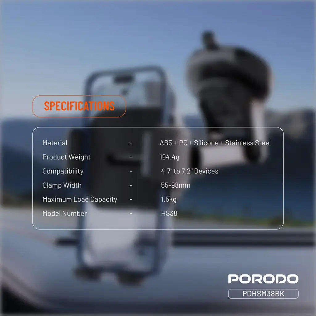 حامل هاتف بوردو 3 في 1 - PORODO MOUNTPRO 3-IN-1 Kit 3M HIGH-PERFORMANCE STICKY ANYWHERE PAD - Black