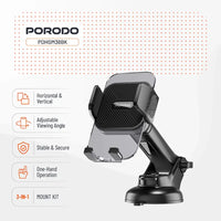 حامل هاتف بوردو 3 في 1 - PORODO MOUNTPRO 3-IN-1 Kit 3M HIGH-PERFORMANCE STICKY ANYWHERE PAD - Black