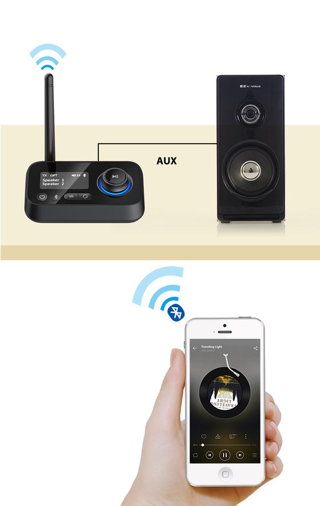 محول الصوت اللاسلكي 3 في 1 من بورودو بتقنية البلوتوث - اسود | Porodo 3 in 1 Bluetooth Transmitter Receiver and Wireless Audio Adaptor – Black