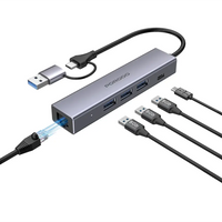 Porodo 5-in-1 Multiport Hub with PD Charging & 5Gbps Transfer - Gray | بورودو 5-في-1 هاب متعدد المنافذ مع شحن PD وسرعة نقل 5 جيجابت/ثانية - رمادي