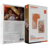 Porodo Magsafe Power Bank 5000mAh Mirror + Dynamic Light Modes | بنك طاقة ماج سيف من بورودو 5000 مللي أمبير مع مرآة وأوضاع إضاءة ديناميكية