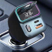 Porodo 65W Car Charger Dual Retractable Cable - Black | شاحن سيارة بورودو 65W بكابلين قابلين للسحب - أسود