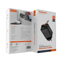 بورودو شاحن GaN سريع 42 واط مع كيبل تايب سي مدمج قابل للسحب بطول 75 سم | Porodo 42W Retractable 75cm Type-C GaN Charger.