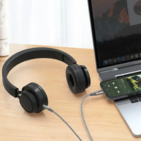 كابل صوت Porodo USB2.0 Lightning إلى 3.5mm مضفر 1.2 متر - رمادي | Porodo USB2.0 Lightning to 3.5mm Braided Audio Cable 1.2M - Grey