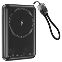 باور بانك بورودو اركيد فولت المغناطيسي اللاسلكي بسعة 10,000 مللي امبير - اسود | Porodo Arcadevolt 10000mAh MagSafe Power Bank - Black