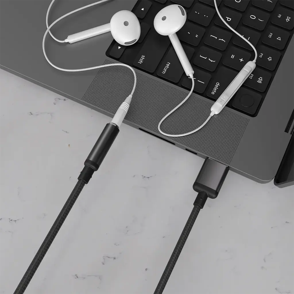 Porodo AudioLink Female 3.5MM To USB-A Audio Jack Adapter - Black | محول صوت بورودو من 3.5 ملم إلى USB-A - أسود