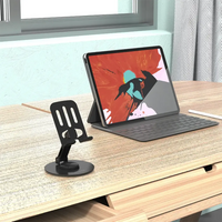 حامل هاتف مكتبي دوار 360 درجة من Porodo Blue – لون أسود | Porodo Blue 360° Rotating Desktop Phone Holder - Black