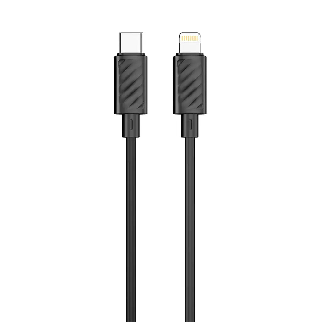 Porodo Blue 15W USB-A+C Port Car Charger with C to L .9m Cable - Black | شاحن سيارة بورودو بلو 15 واط بمنفذين USB-A+C مع كابل C to L .9 متر - أسود