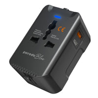 Porodo Blue Dual Port Universal Charger - Black | شاحن بورودو بلو ثنائي المنافذ العالمي - أسود