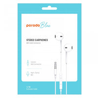 Porodo Blue Stereo Earphones with Aux Connector 3.5mm - White | سماعات بورودو بلو ستيريو بمنفذ 3.5 ملم - أبيض