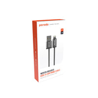 كيبل بورودو ووفن من يو اس بي اي الى لايتننغ بطول 1.2 متر - اسود | Porodo Woven 2.4A USB-A to Lightning Cable 1.2M – Black