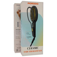 مكواة فرد الشعر سيراميك من بورودو - أسود وذهبي | Porodo Ceramic Hair Straightener - Black & Gold