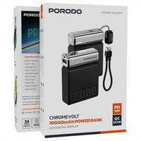 Porodo Power Bank 10000mAh/7.7V/38.5Wh - Black | بطارية محمولة بورودو 10000 مللي أمبير - أسود