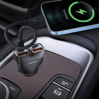 Porodo Dualpower 102W Car Charger USB-C To Lightning Cable - Black | شاحن سيارة بورودو ديوال باور 102 واط - أسود