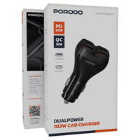 Porodo Dualpower 102W Car Charger - Black | شاحن سيارة بورودو ديوال باور 102 واط - أسود
