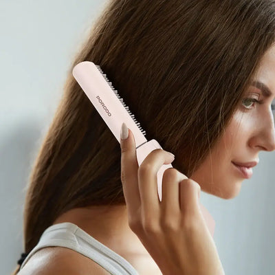 فرشاة فرد الشعر المصغرة القابلة للطي بورودو لايفستايل - وردي | Porodo Lifestyle Foldable Mini Straightener Brush - Pink
