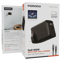Porodo 100W GaN Multi-Port Wall Charger | محول الجدار متعدد المنافذ بقوة 100 واط من Porodo بتقنية GaN