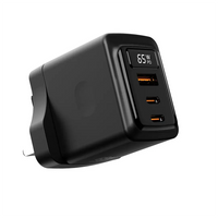 Porodo GaN 65W Multi-Port Wall Charger - Black | شاحن حائط متعدد المنافذ بقدرة 65 واط من بورودو GaN