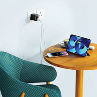 Porodo GaN 65W Multi-Port Wall Charger - Black | شاحن حائط متعدد المنافذ بقدرة 65 واط من بورودو GaN