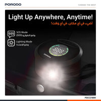 Porodo Gagefit Power Bank & Car Jump Starter with Tire Inflator & LED Light – Black | بنك طاقة ومشغل تشغيل السيارة Porodo Gagefit مع منفاخ إطارات ومصباح إضاءة – أسود