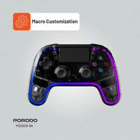 وحدة تحكم العاب لجهاز بلاي ستيشن 4 من بورودو جيمنج مع هيكل شفاف | Porodo Gaming PS4 Gamepad Transparent Controller.