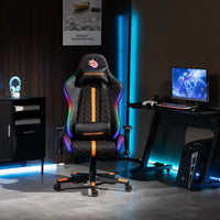 كرسي ألعاب Porodo Gaming مريح مع إضاءة RGB ومقعد فوم مصبوب ومسند ذراع 2D - أسود | Porodo Gaming Ergonomic RGB Gaming Chair With Molded Foam Seat & 2D Armrest - Black