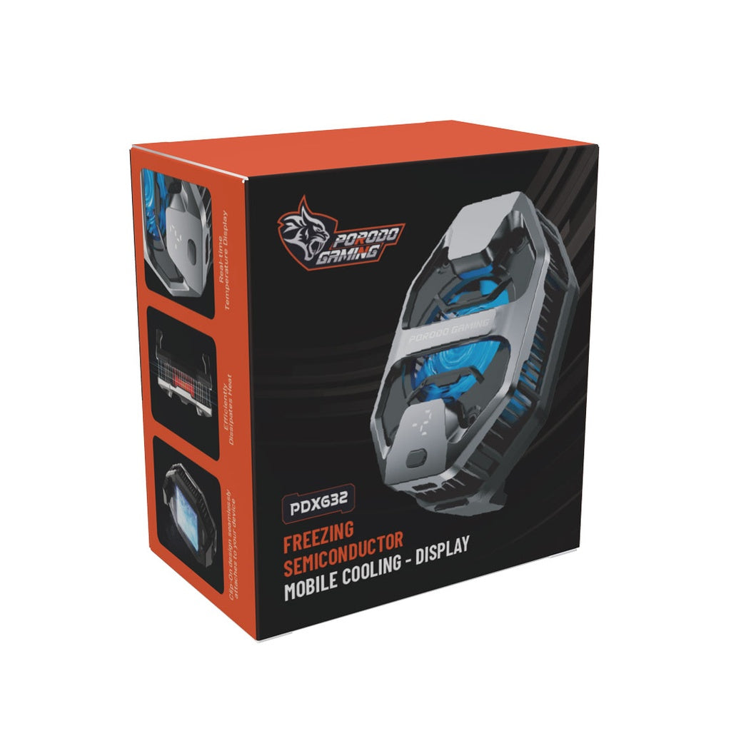 Porodo Gaming Freezing Semiconductor Mobile Cooling and Display - Grey | مبرد الهاتف بورودو جيمينج بشاشة عرض - رمادي