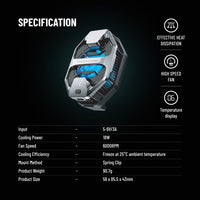 Porodo Gaming Freezing Semiconductor Mobile Cooling and Display - Grey | مبرد الهاتف بورودو جيمينج بشاشة عرض - رمادي